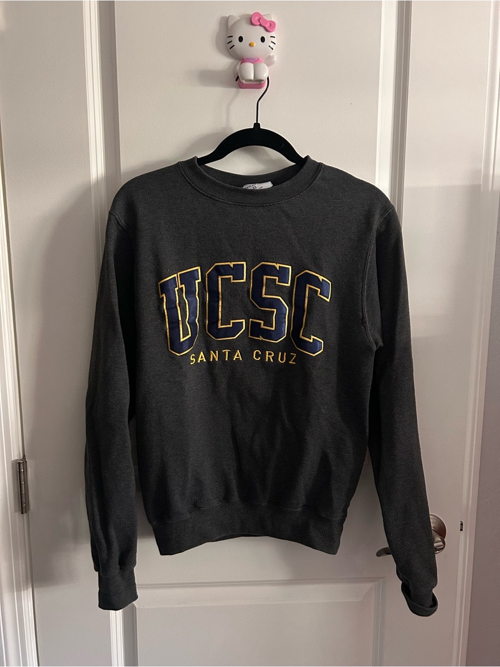 Champion UCSC Charcoal Crewneck with Yellow & Blue Lettering